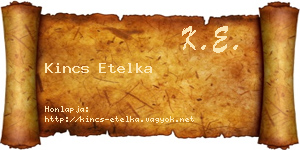 Kincs Etelka névjegykártya